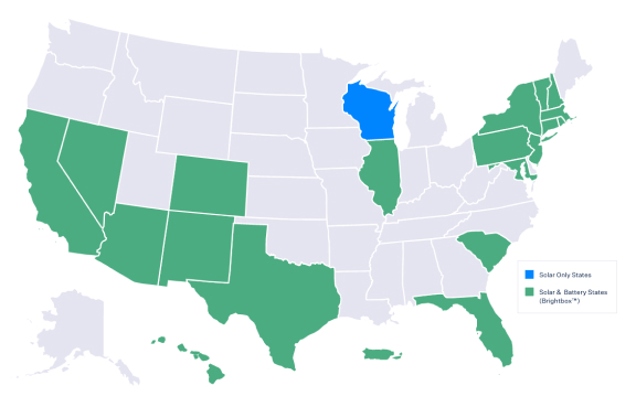 map of the united states showing battery storage availability