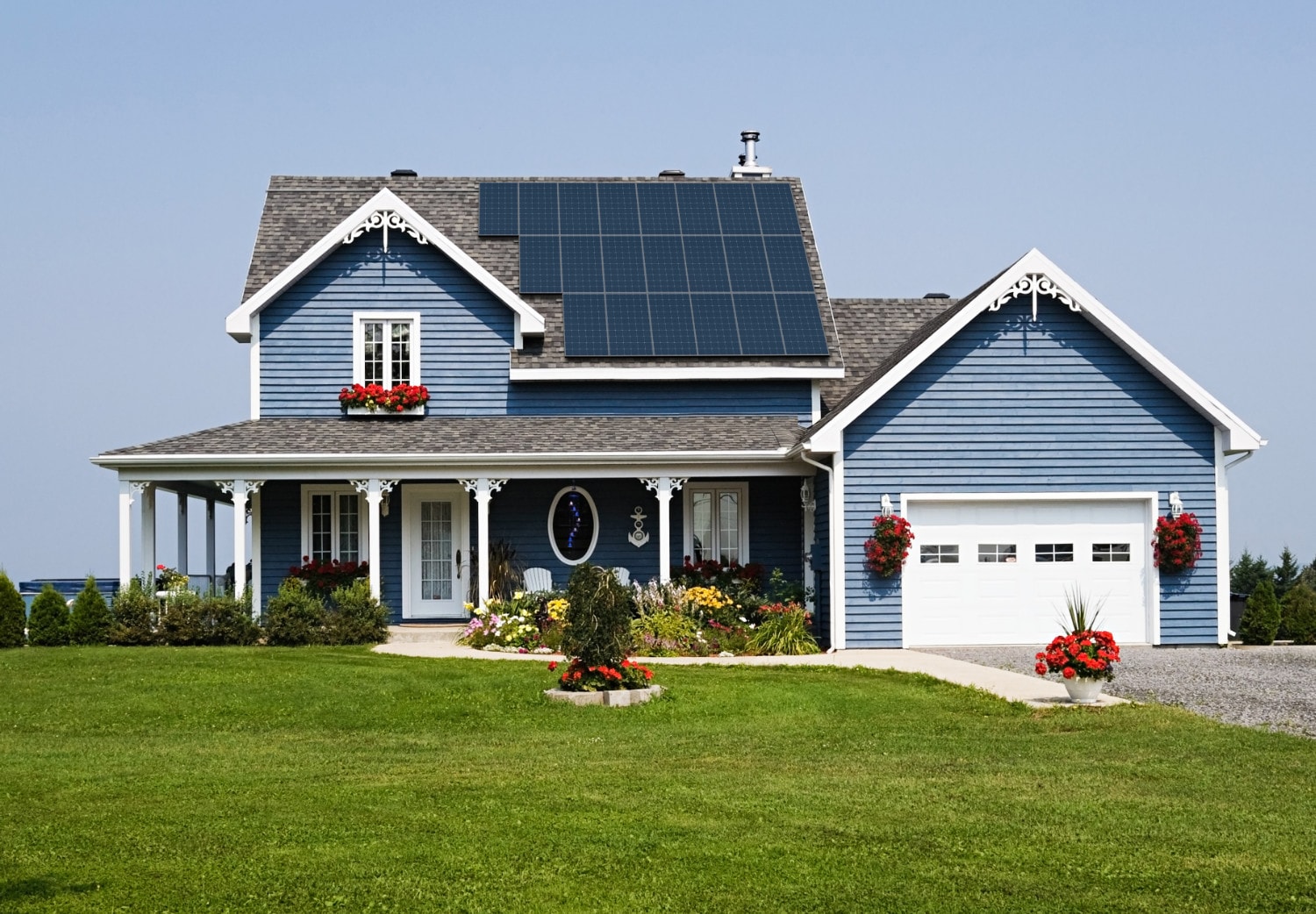 home with solar panels on roof