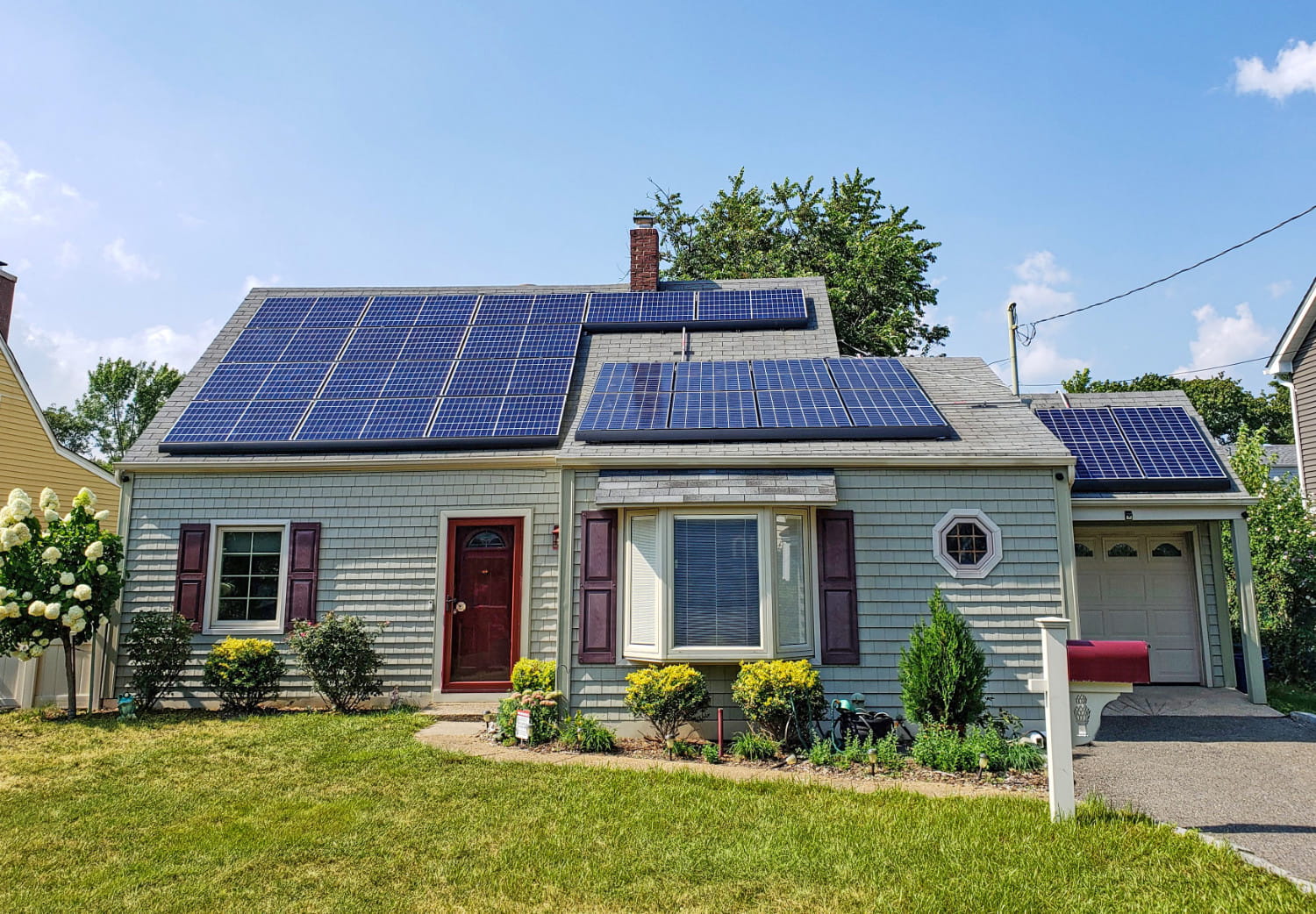 home with solar panels on the roof