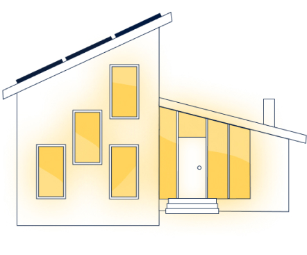 Illustration of home with lights on