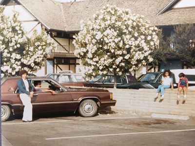 Noemi's family on a road trip to Solvang, CA in a borrowed car 