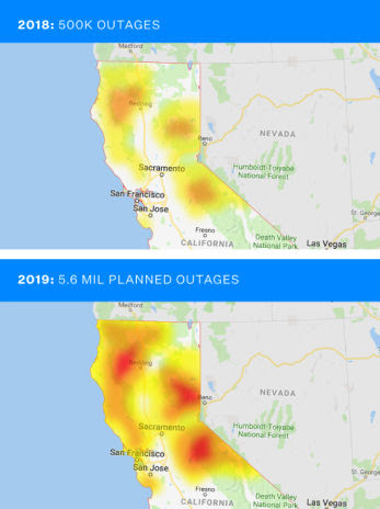 pacific gas and electric pg&e power outages 2018 2019