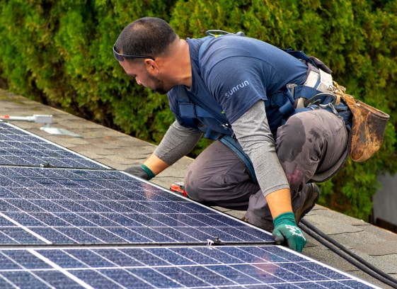 Solar installer on roof